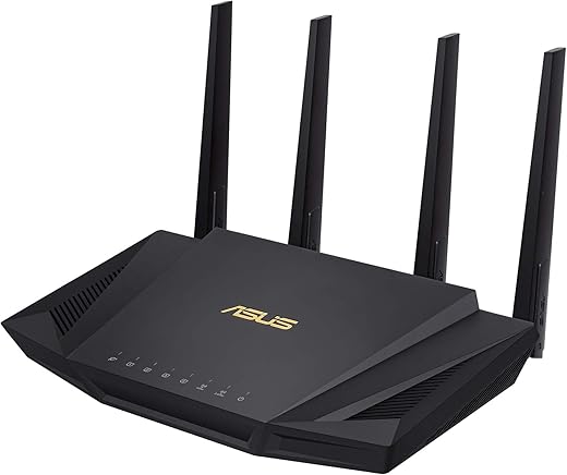 Asus Ax3000 Dual Band WiFi 6 (802.11Ax) 2402 Mbps Router Supporting Mu-Mimo & Ofdma Technology, with Aiprotection Pro Network Security, Compatible…