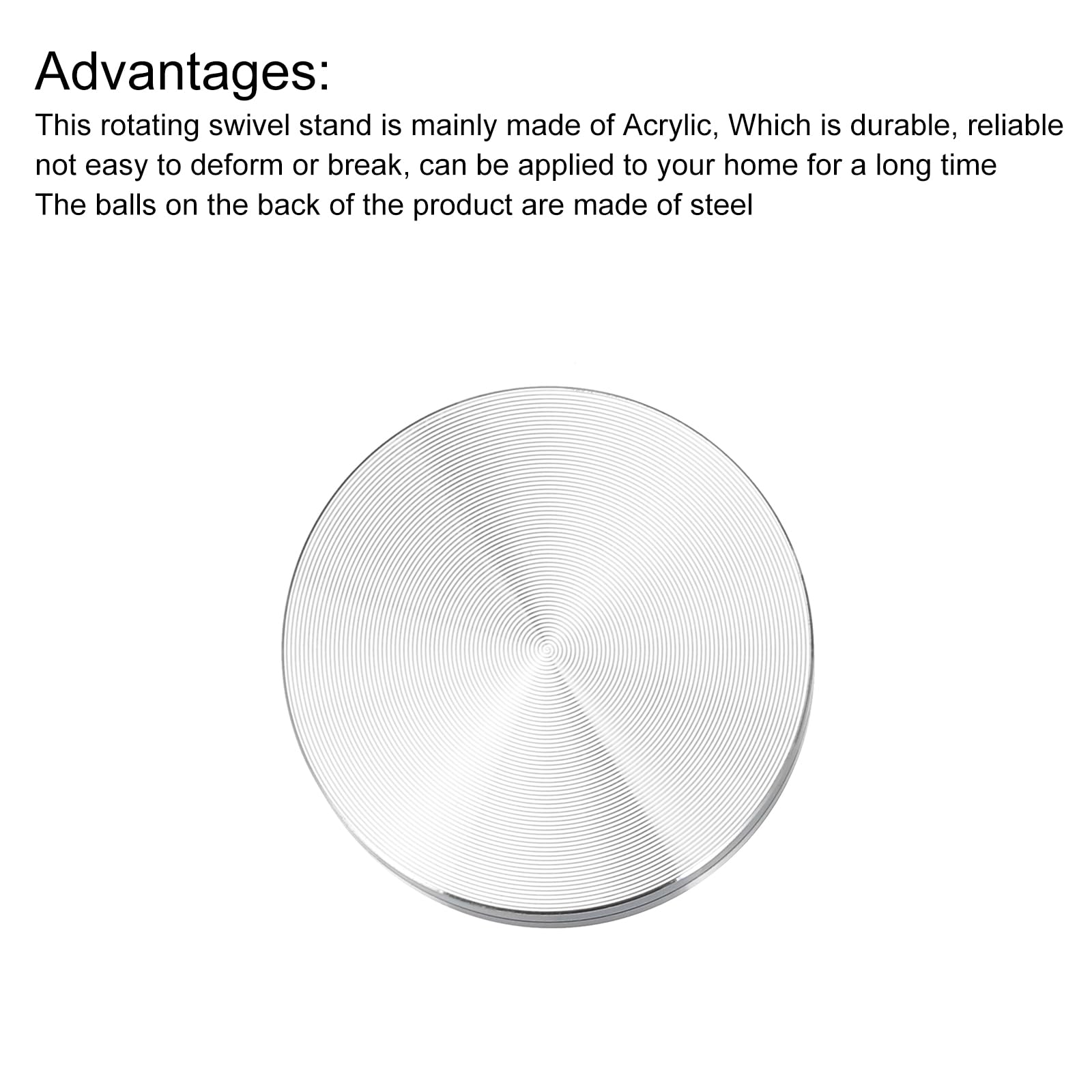 Soporte giratorio de 1.5 pulgadas con rodamientos de bolas de acero, plataforma giratoria anular Lazy Susan para gabinetes de esquina de cocina, anular 0.45 pulgadas, plata 4