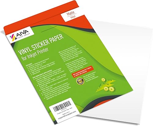 Vista 9 de Papel adhesivo de vinilo imprimible, papel de calcomanía impermeable para impresora de inyección de tinta, 30 hojas autoadhesivas, blanco mate