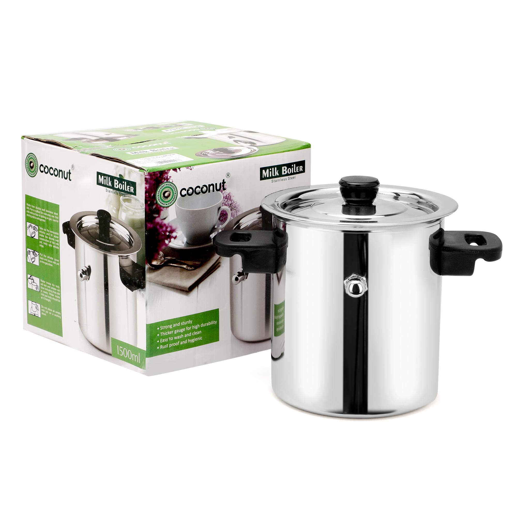 Coconut Stainless Steel Traditional Milk Boiler/Tall Milk Boiler - Capacity - 1500ML - Image 7 thumbnail