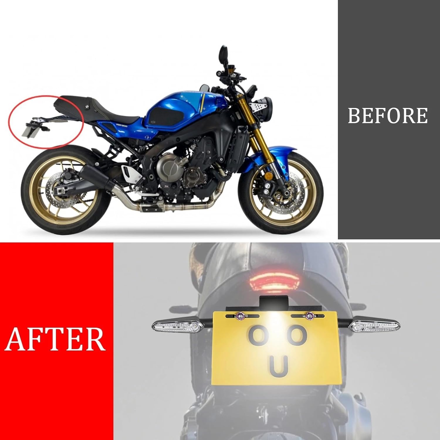 XSR900 Fender Eliminator Kit Compatible with 2022-2025 XSR 900 Tail Tidy License Plate Mount with Turn Signals and LED License Light (Smoke)