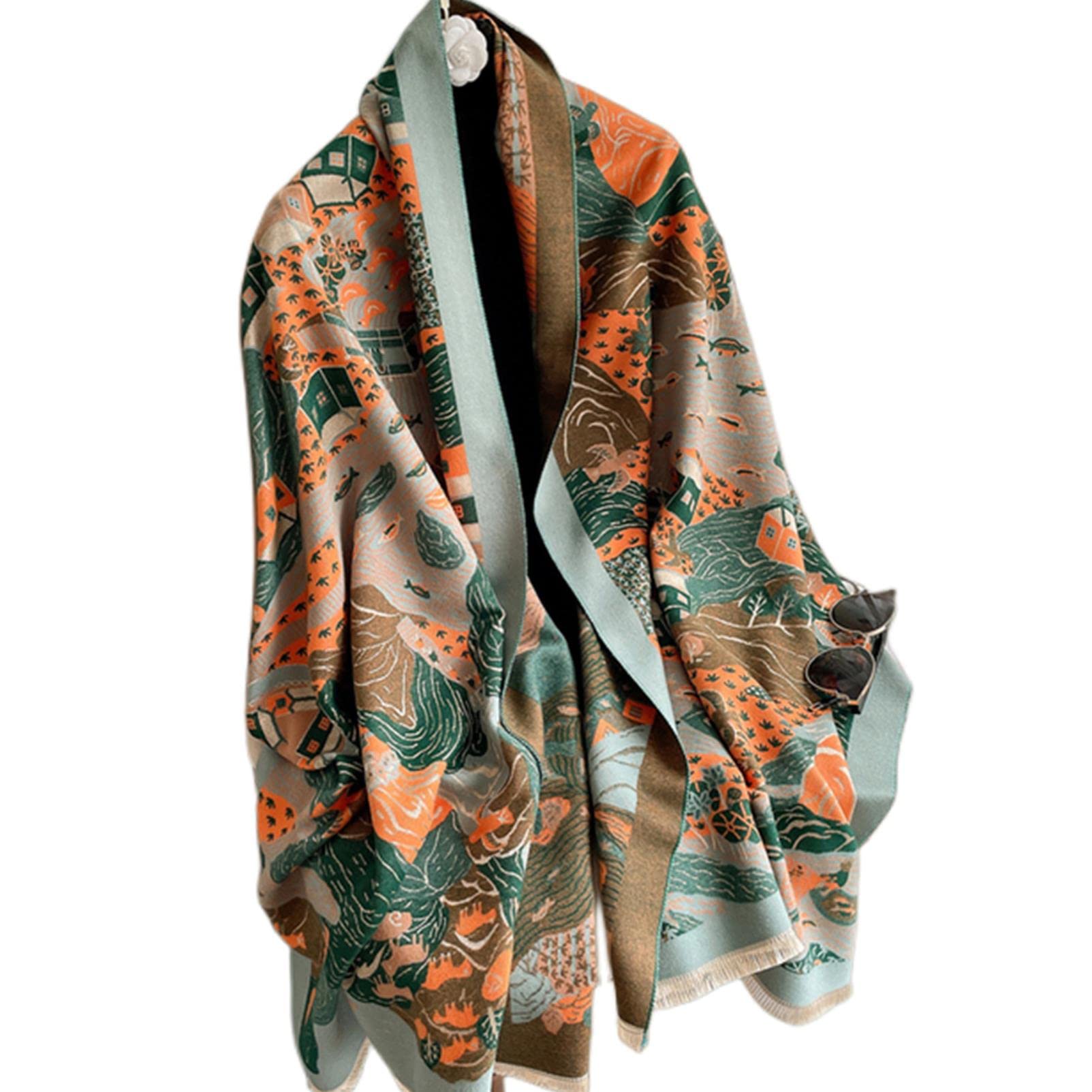 URYYRIT Foulard Écharpe Cachemire Chaude Dames Imprimer Un Châle De Couverture Hivernale Épaisse Et Envelopper Pashmina 180 * 65 Cm Femmes-Wyt19-1