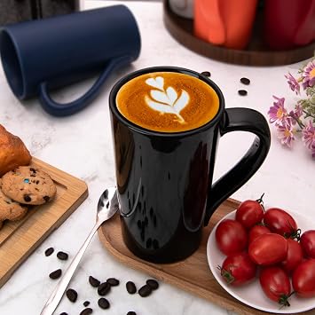20oz Black Ceramic Coffee Mug, Coffee Cup Large Tall Coffee Mug with Handle