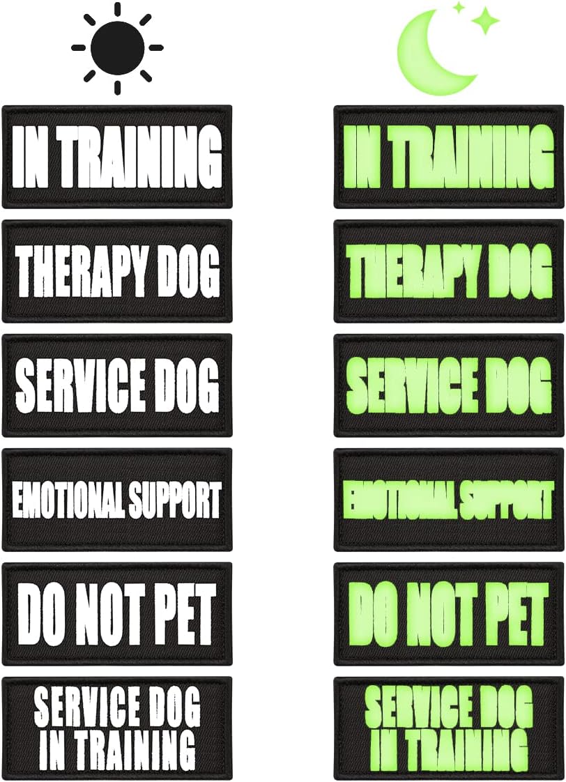 6PCS Style Luminous Dog Vest Patches, Jagowa Embroidered Fluorescent