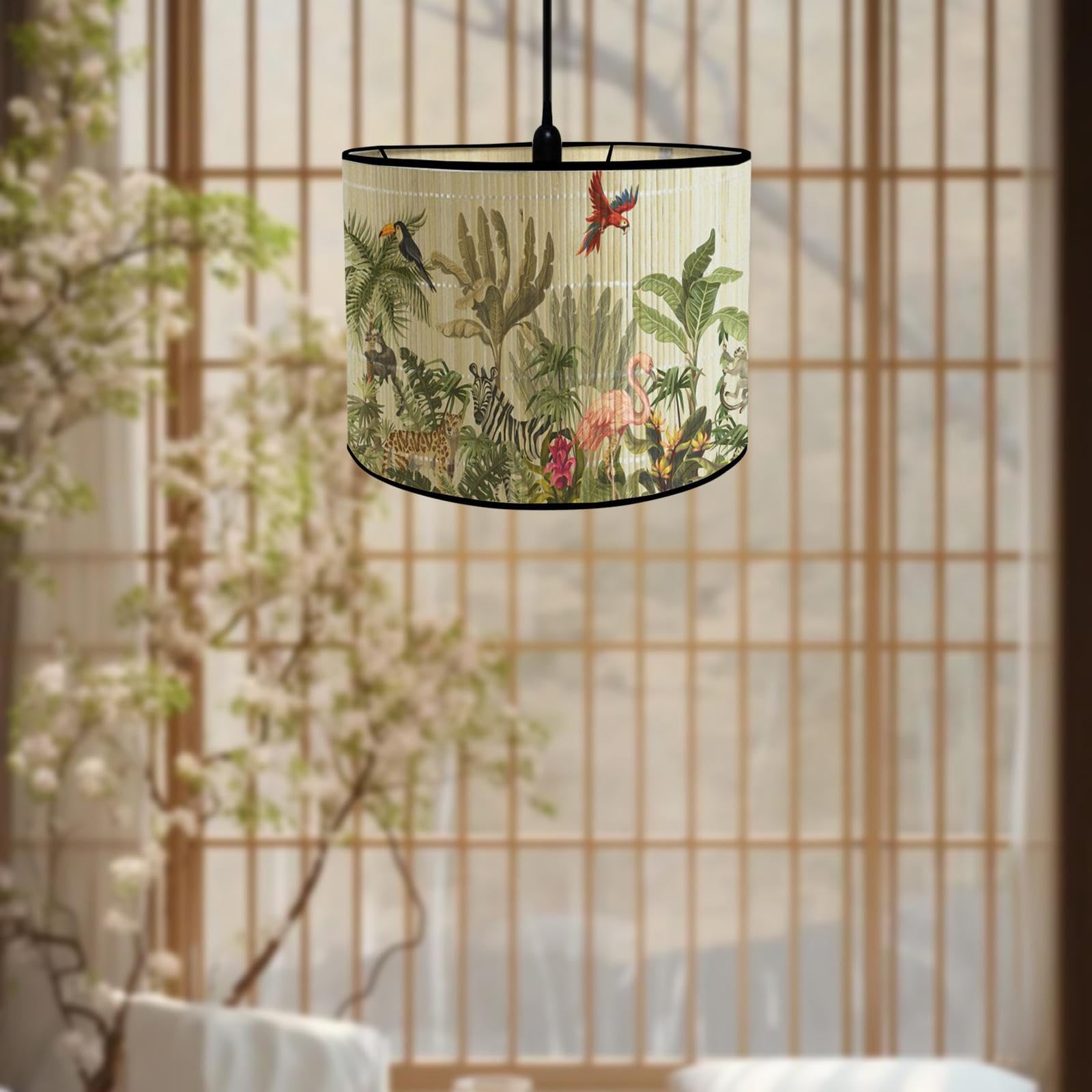 Colcolo Bambus-Lampenschirme, Trommel-Lampenschirm E27 - Abnehmbarer Japanischer Steh-/Tischlampenschirm für Stehlampen, Schreibtischlampen für Café Restaurant Wohnzimmer