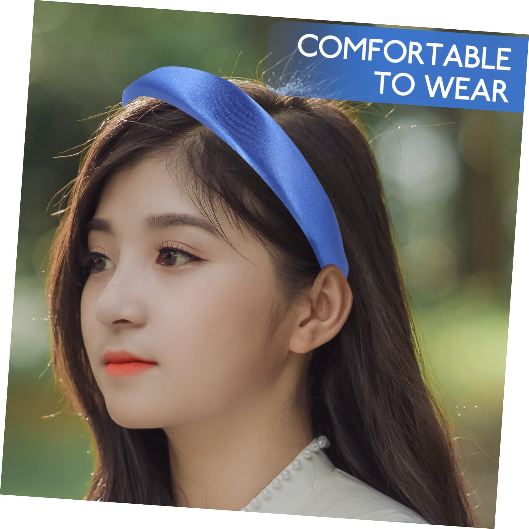 FRCOLOR 5pezzi Fascia Larga Imbottita Spugna Per Donne e Ragazze Headband Elegante Satin Accessorio Versatile Per Lisci e Ricci Comfort Per Tutti Giorni