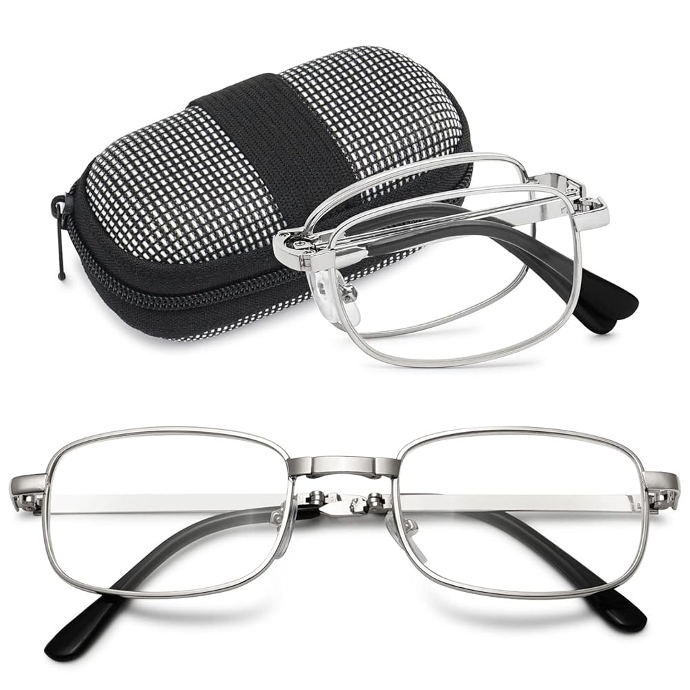 Lunettes Fatigue Visuelle Lunettes Anti-lumière Bleue Mini Brille - Verres Protection UV - Monture Métal Demi-sans Bord - Unisexe Protection écran Fatigue Oculaire