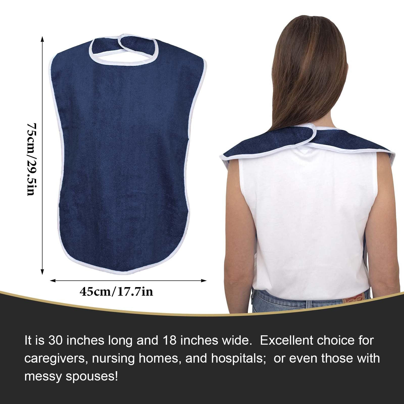 2 Pièces Bavoirs de Salle à Manger pour Adultes, Bavoirs en Tissu éponge, Protection en Tissu éponge, Protecteurs de Vêtements et Bavoirs pour Hommes, Ffemmes, Personnes âgées Handicapées