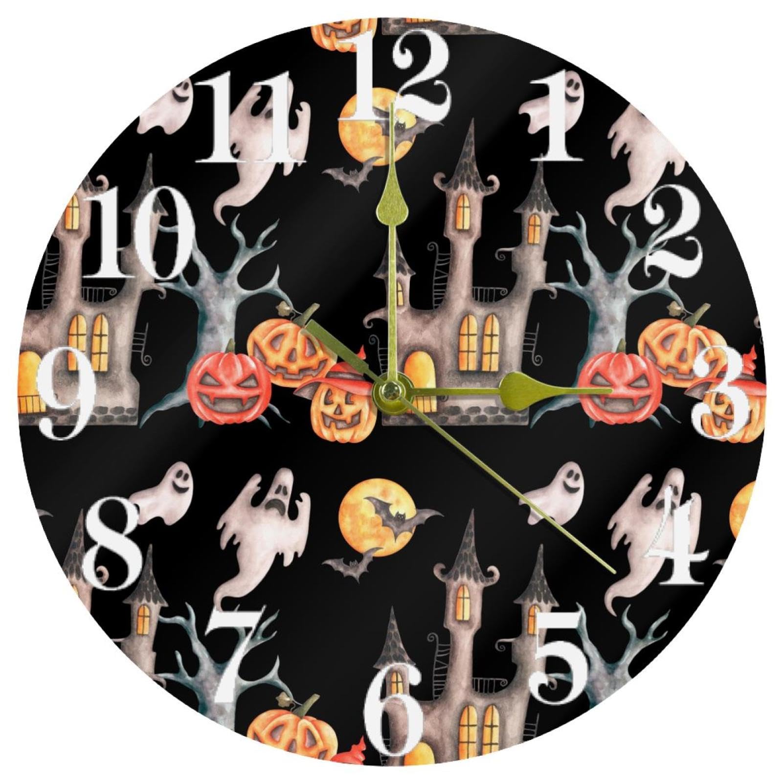 Horloge silencieuse Halloween sans tic-tac fonctionnant avec piles pour bureau
