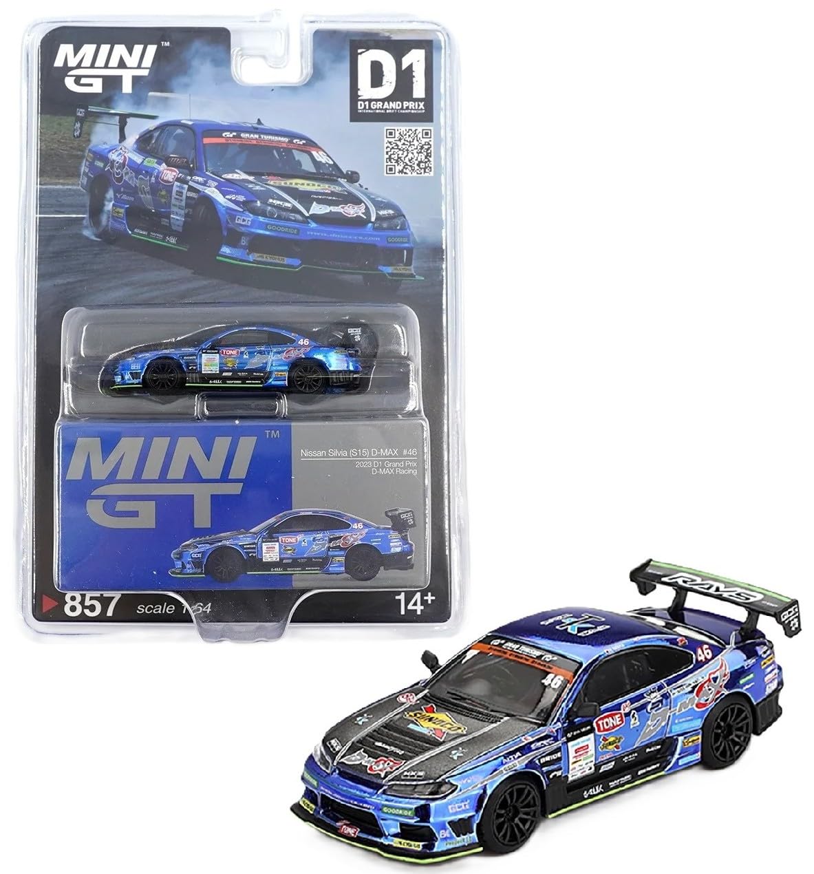1/64日産シルビアS15 D1 GP2023#46D-MAX RACING新品 Diecast Model Car Compatible with Mini GT 1:64 Nissan Silvia (S15