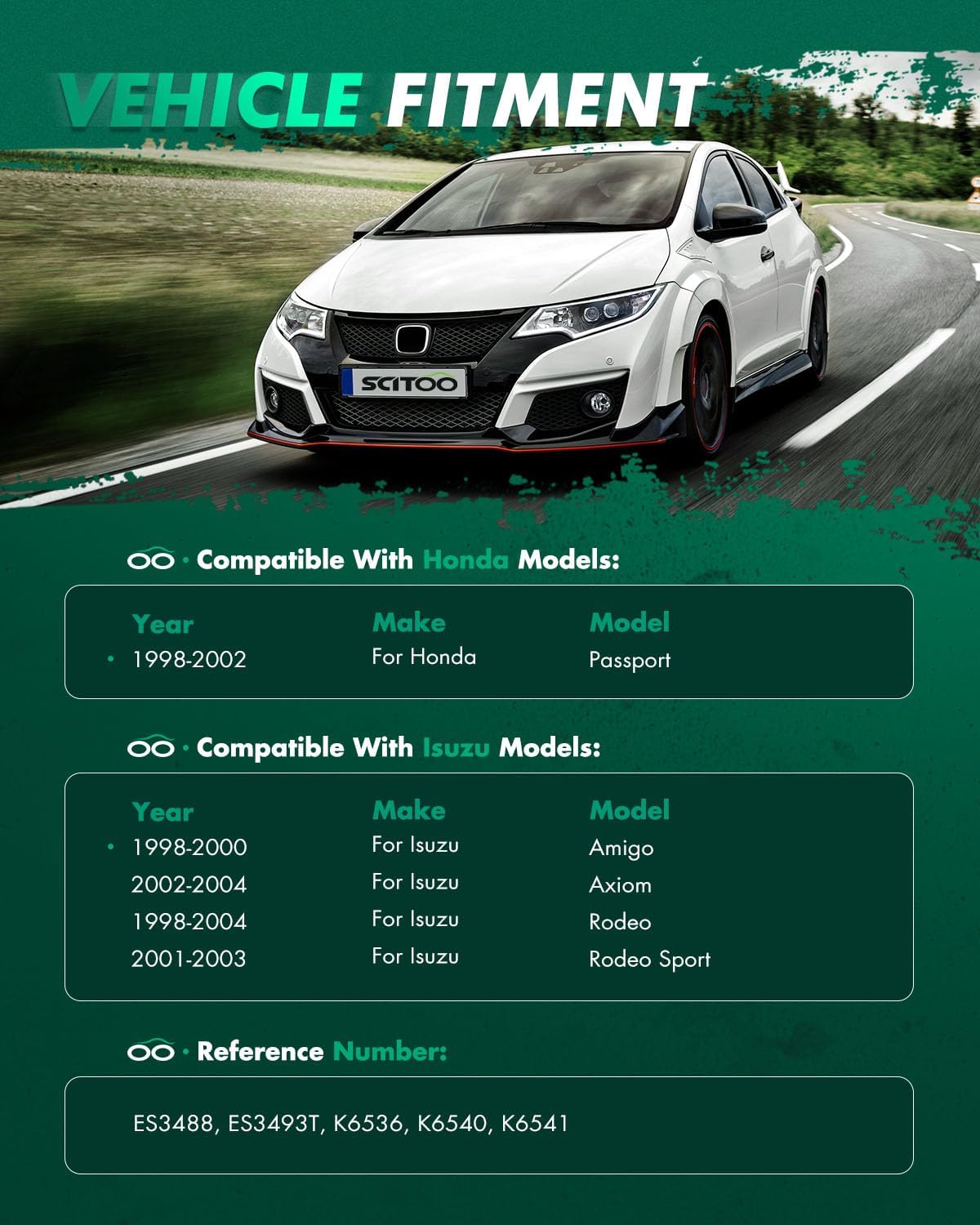 SCITOO 10pcs Front Suspension Kit Inner Outer Tie Rod End Sway Bar Links Lower Upper Ball Joint Fit 1998-2002 For Honda Passport 1998-2004 For Isuzu Rodeo