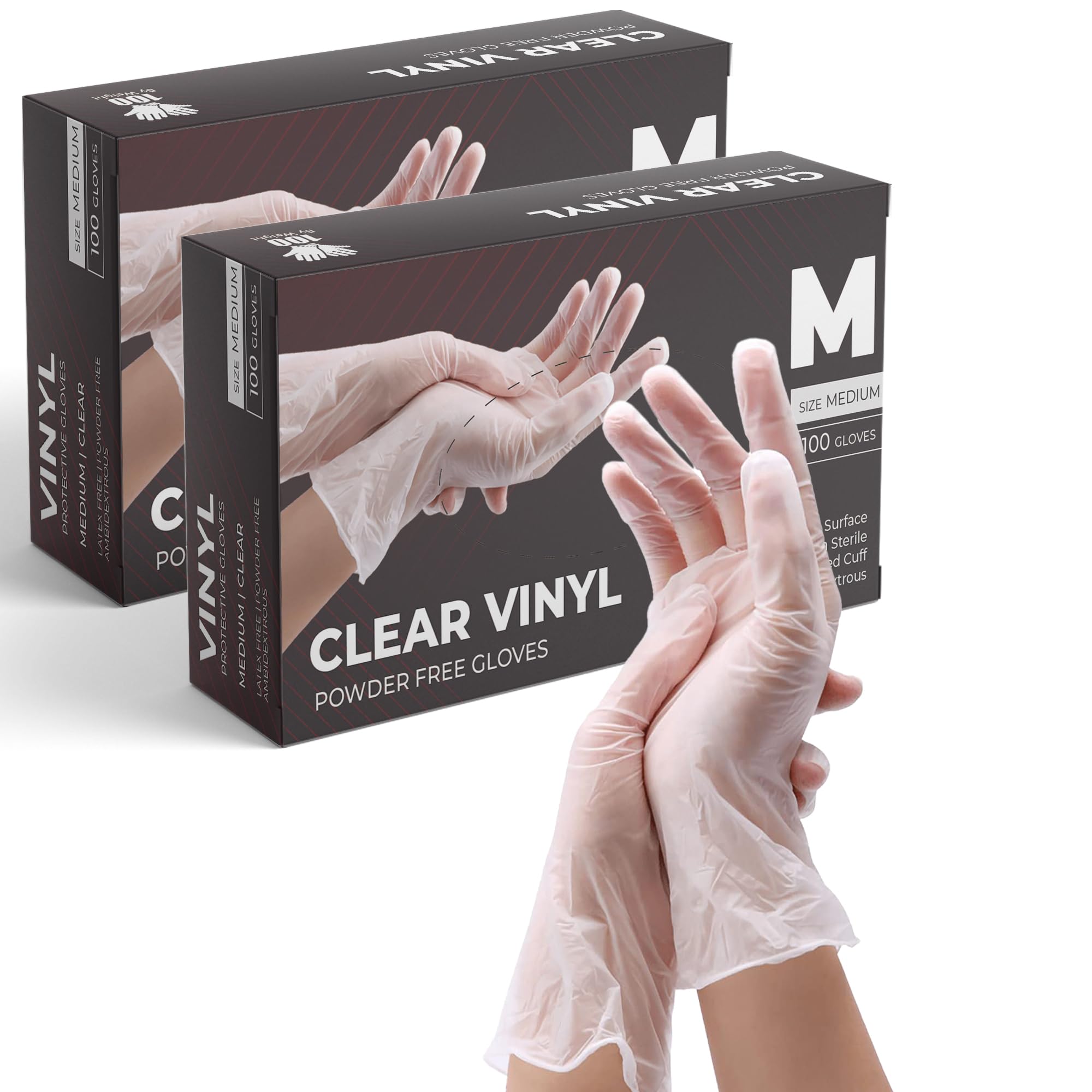 PurGlove Vinyl Multi-Purpose Clear Gloves, Powder Free, Disposable, 200 Pack