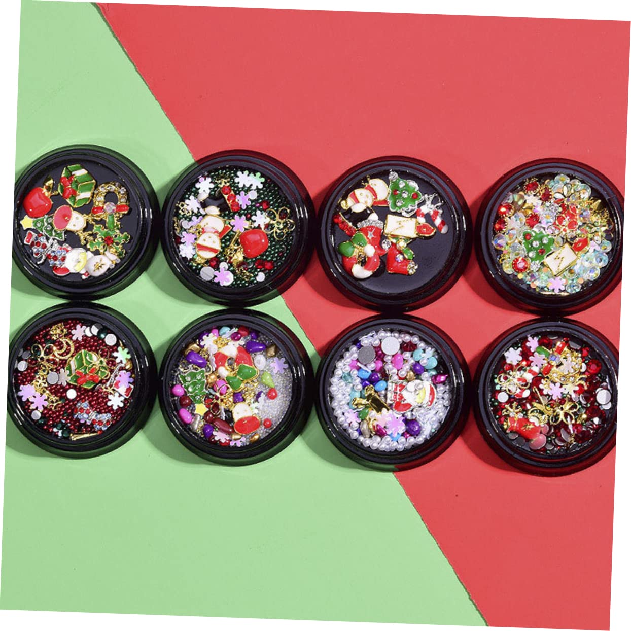 Healvian 3 Ensembles Décorations De Noël Pour Nail Art Breloques De Manucure De Noël Autocollants Pour Ongles Flocons De Neige Strass Pour Nail Art Strass Pour Ongles De Noël 6 boîtes*3