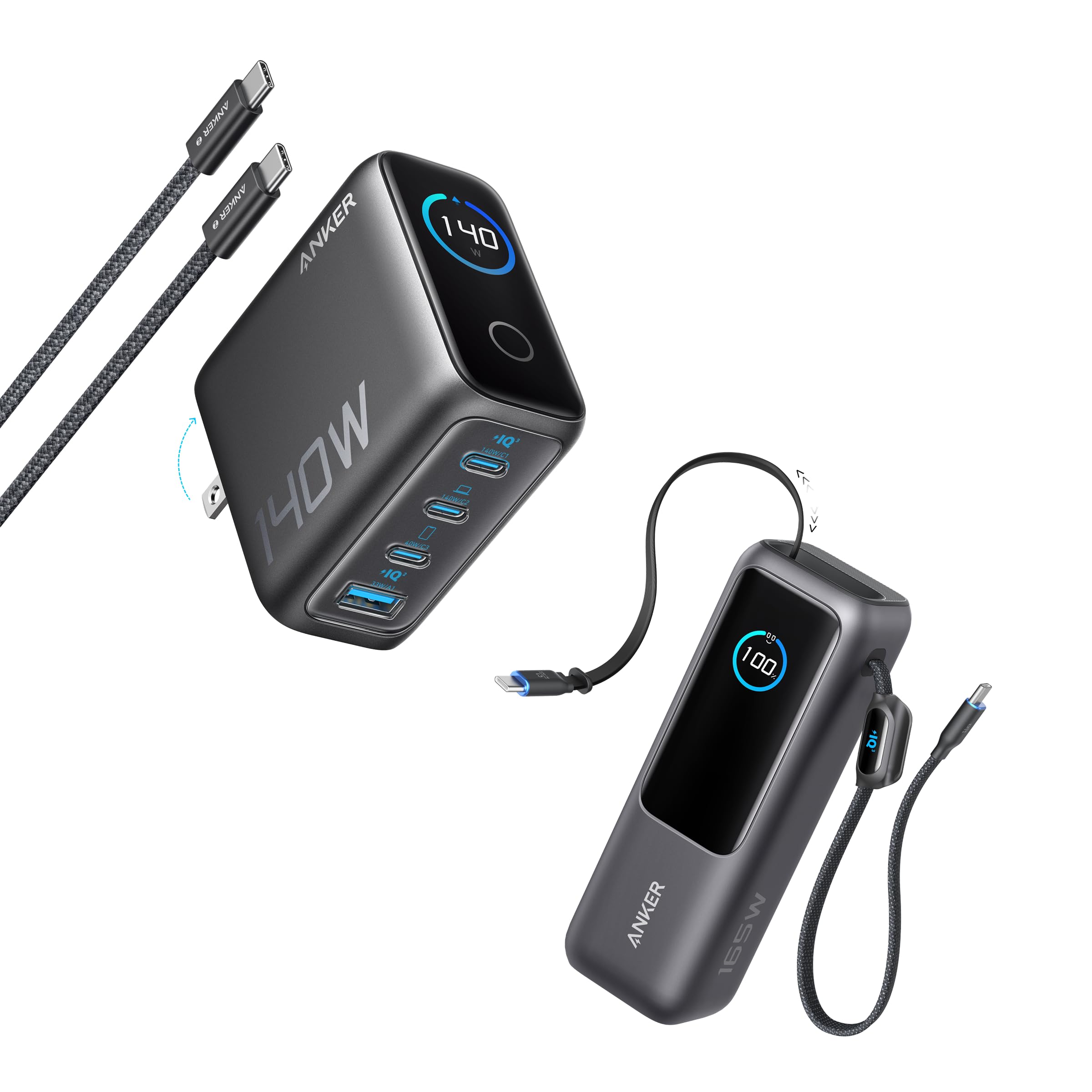 京　Anker Power Bank 25000mAh 165W Anker Power Bank de 25000mAh con 165W y Cables Integrados +