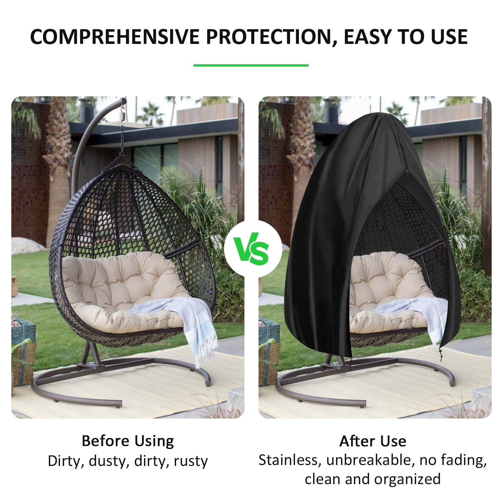 Copertura Per Sedia Dondolo Namotu - Impermeabile 210D Oxford, 190x115cm, Per Esterni - Foto 7