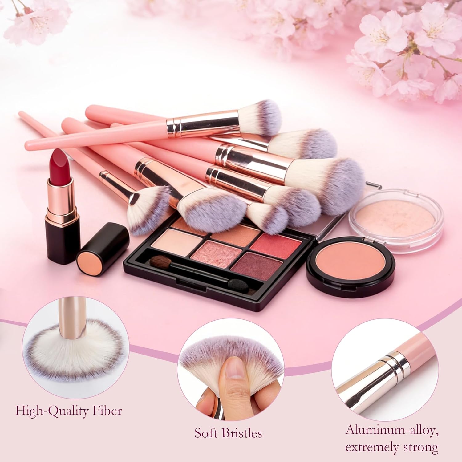 68Pcs Makeup Brushes Set Premium Makeup Kit with Case Premium Synthetic for Foundation Concealer Blush Eyeshadow Powder Contour Makeup Brush Kit Face Eye Make up Brushes & Tools (Pink)