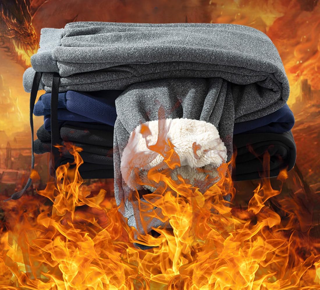 ZGZZ7 Men's Winter Warm Fleece Pants Sherpa Lined Sweatpants Active Thermal Running Joggers Pants - Image 7