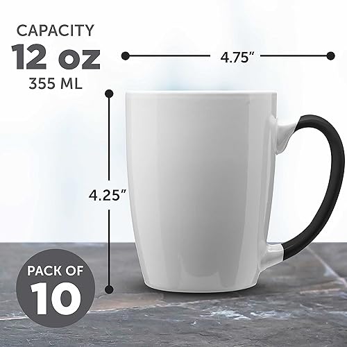 Miniatura 6 de DISCOUNT PROMOS Tazas de café personalizadas Java de dos tonos, 12 onzas, juego de 10, paquete personalizado a granel, perfectas para café, té,