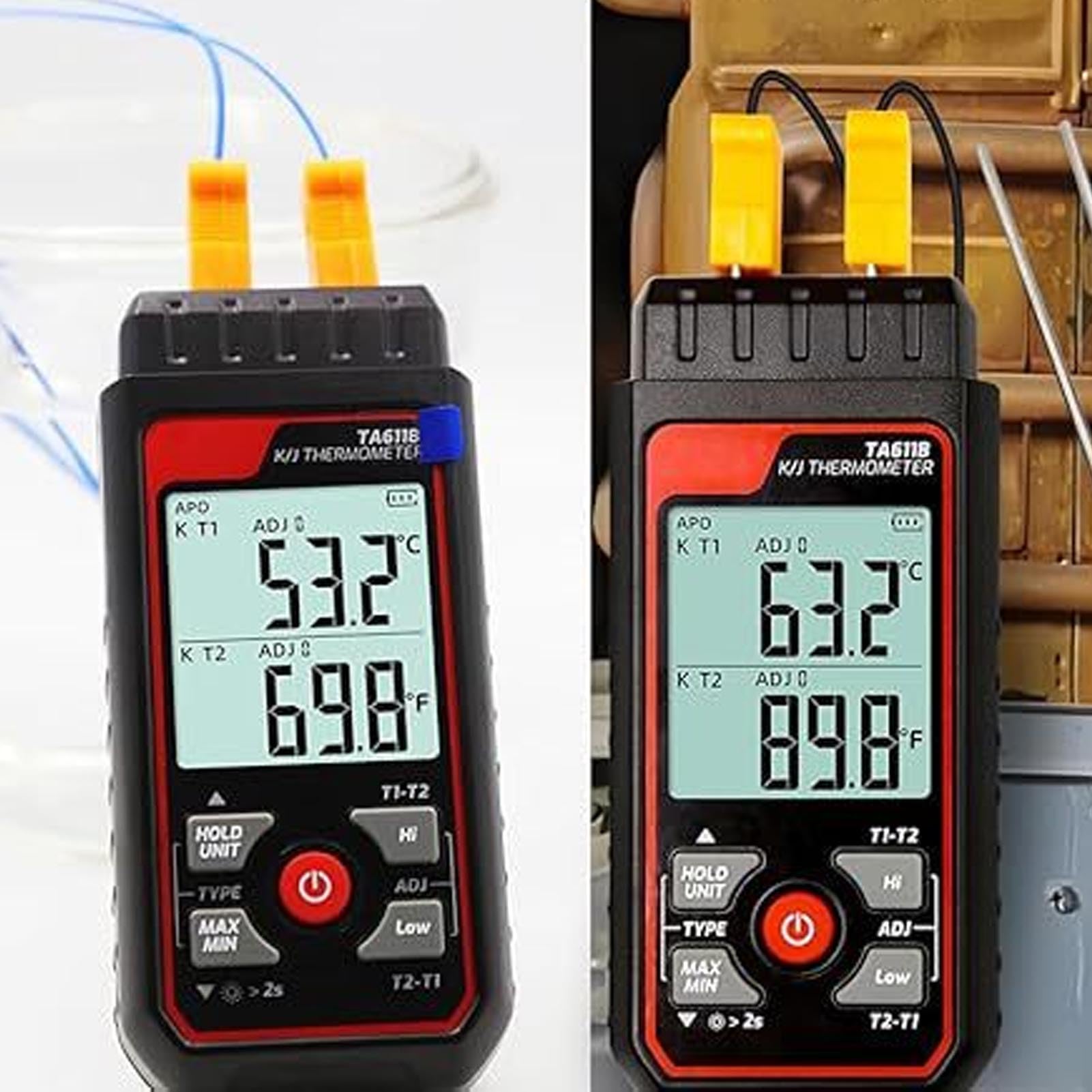 K-Thermoelement-Thermometer mit Zweikanalfunktionen