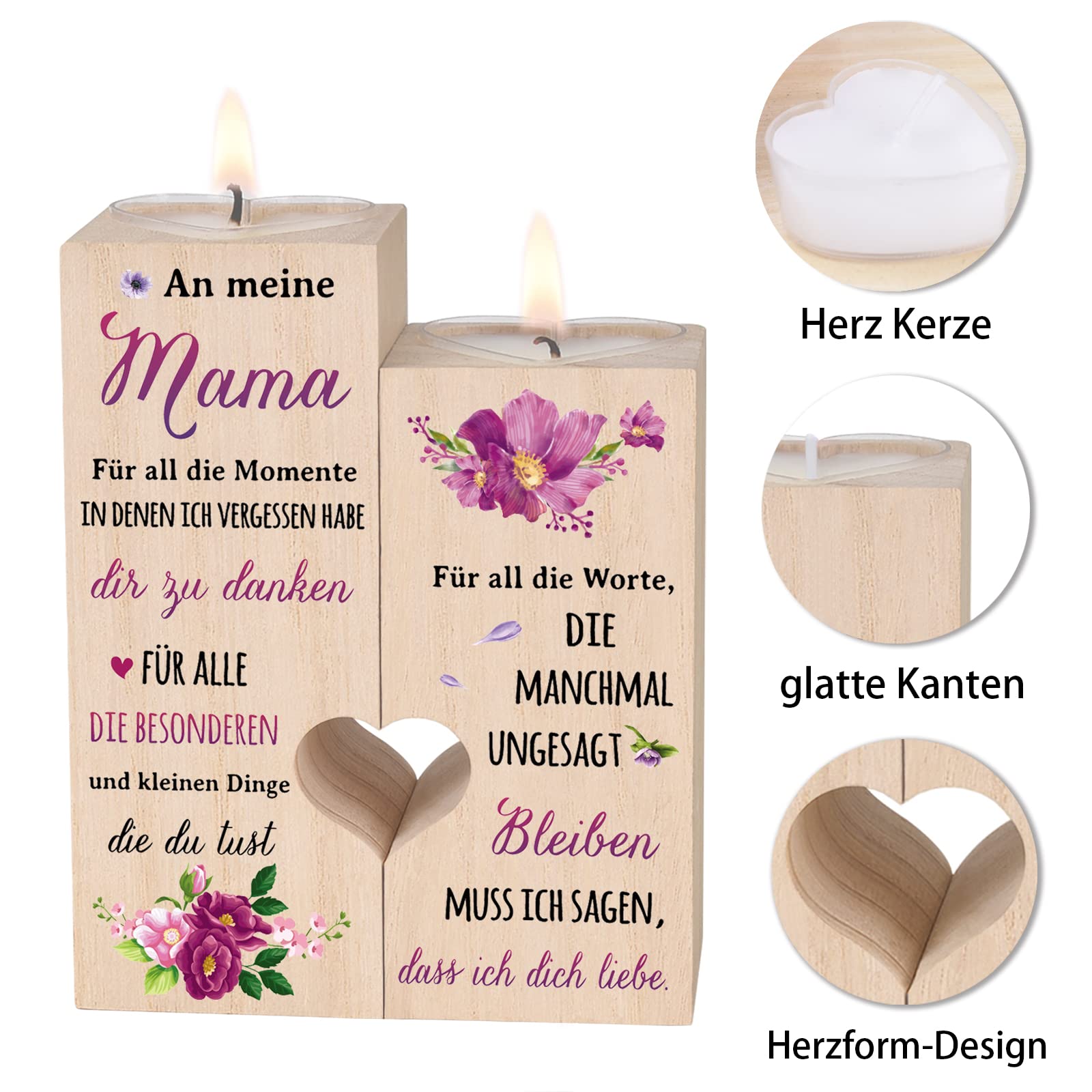 Kerzenständer-Set Für Mama – Romantisches Geschenk Zum Muttertag & Geburtstag
