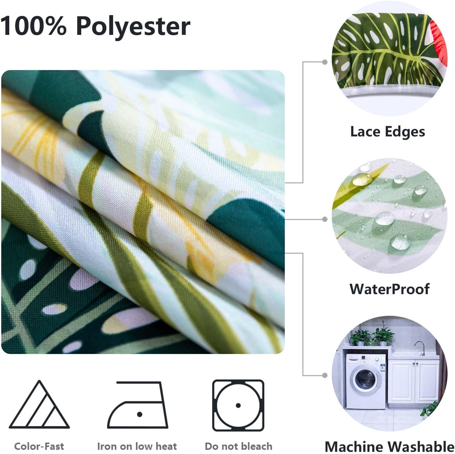 VVA Tropical Elastic Round Fitted Tablecloth Stain Wrinkle Resistant Reusable Washable Hawaiian Round Table Cloth for Family Dinner Patio Party Indoor Outdoor Fit Table up to 45-55