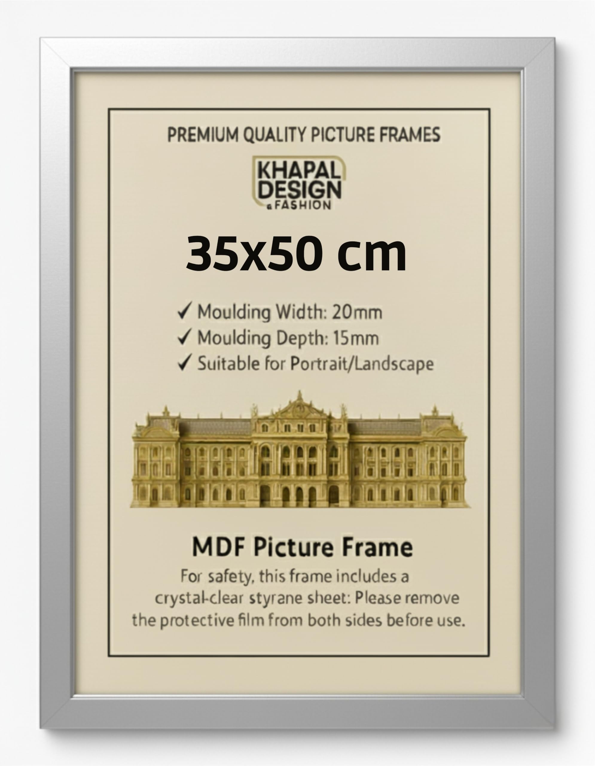 35x50 cm Picture Frame – MDF Photo Framet | Posters Prints Certificates Home Office Gallery Décor - (Silver)