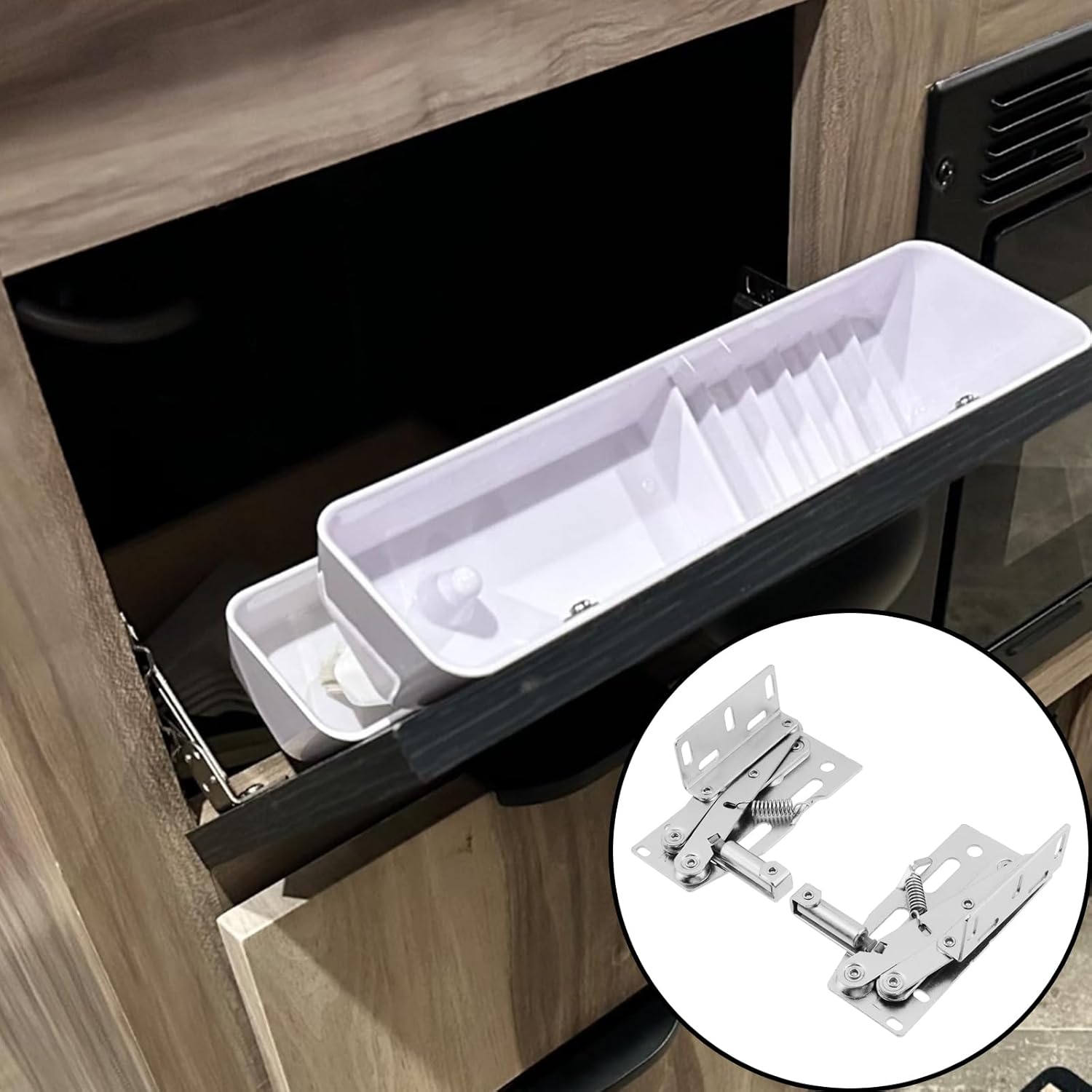 1 Pair Tip Out Tray Hinges Flip Door Damping Hinge for Sink-Front Drawer Bathroom Cabinet Organizer, 96 * 67mm——Damping Model