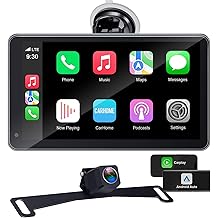 Portable Carplay Screen with Backup Camera - Plug-Play 7-inch HD 1080P Car Touchscreen Supports Both Apple CarPlay &amp; Android Auto - No Dashboard Removal, GPS Navigation, Voice Control, Bluetooth