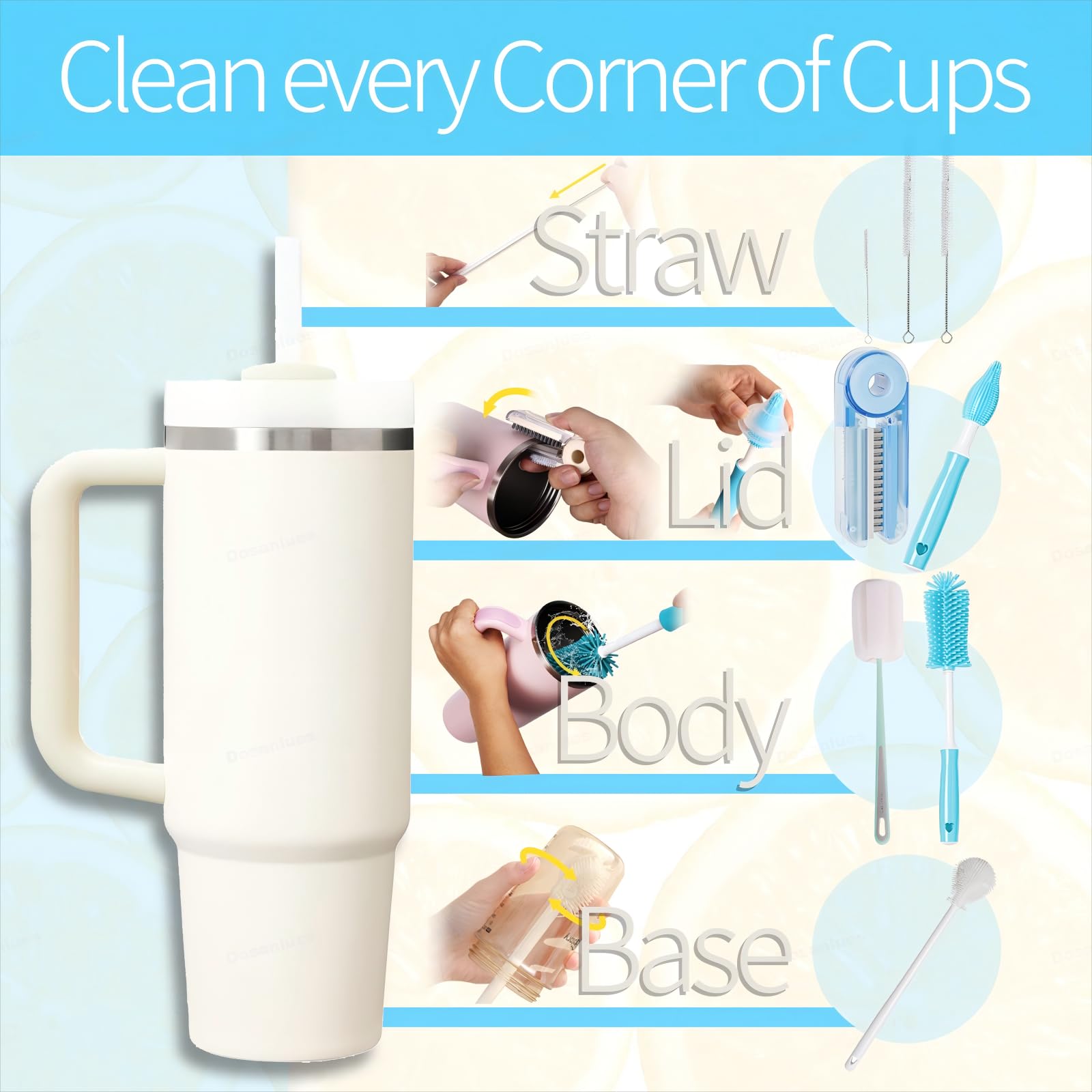 Cepillo de limpieza para botellas de agua, paquete de 8