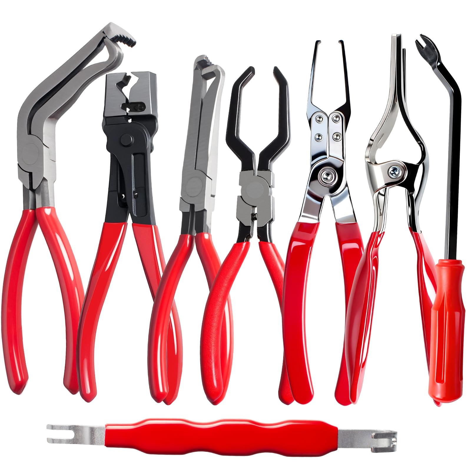 8 Pieces Electrical Disconnect Pliers for Cars, Automotive Electrical Plug Connector Disconnect Tool and Connector Separator and Hose Clamp Pliers