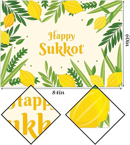 Miniatura 2 de Hafangry Mantel de Sukkot Decoración de Sukkah Etrog Lulav Judío Suministros de Vacaciones Cocina Comedor Hogar Mantel