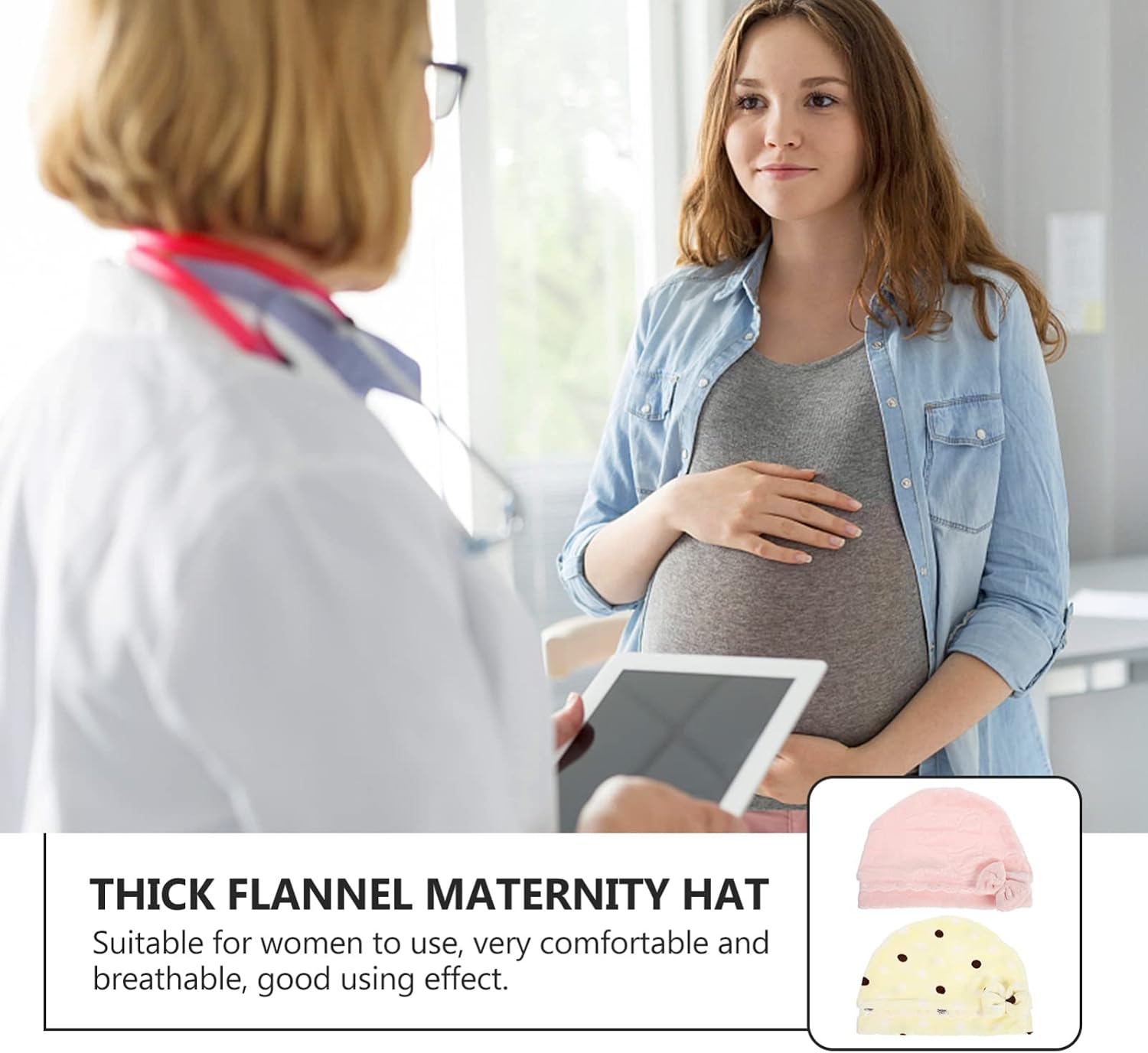 Beavorty 2PCS Winter Thick Fleece Postpartum Caps Women's Sleeping Hats for Confinement Cozy Headwear for New Mothers Random Color