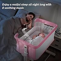 Vista 6 de Cuna mecedora para bebé moisés automático de noche color rosa, cuna eléctrica para bebé, 5 alturas, ajustable, para bebé, cuna mecedora automática