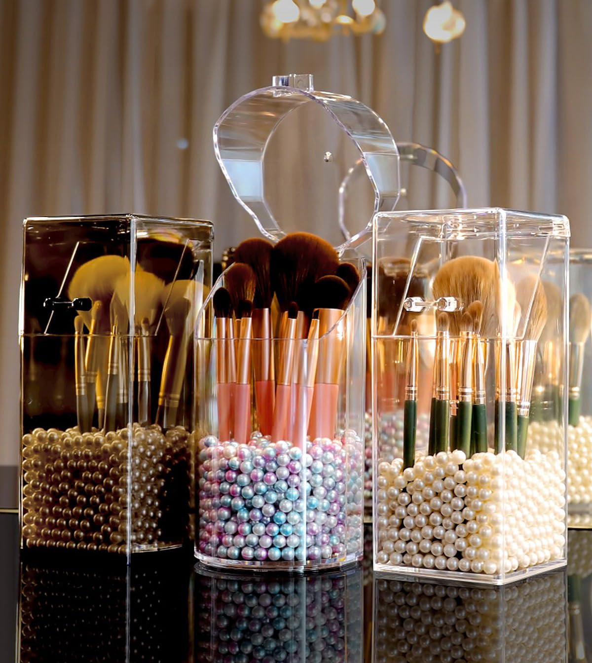 wolpin 1Pc Makeup Brush Box Holder Case Cosmetic Kit Storage Organizer Acrylic Case With Peals Eyebrow Pen/Kajal Organiser (8.5 X 8.5 X 21 Cm), Transparent, Cosmetics wolpin 1Pc Makeup Brush Box Holder Case Cosmetic Kit Storage Organizer Acrylic Case With Peals Eyebrow Pen/Kajal Organiser (8.5 X 8.5 X 21 Cm), Transparent, Cosmetics