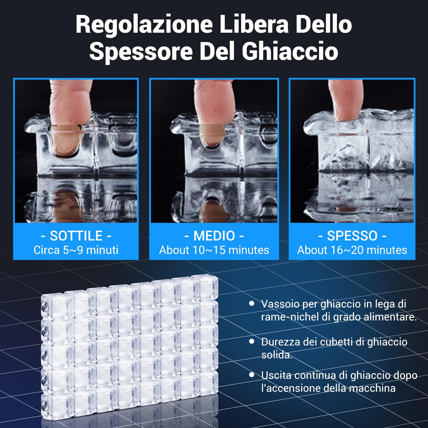 LEEVOT Macchina per Cubetti Ghiaccio Professionale - Macchina del Ghiaccio Casa 45KG/24h, 320W, per Casa, Bar e Uso Commerciale