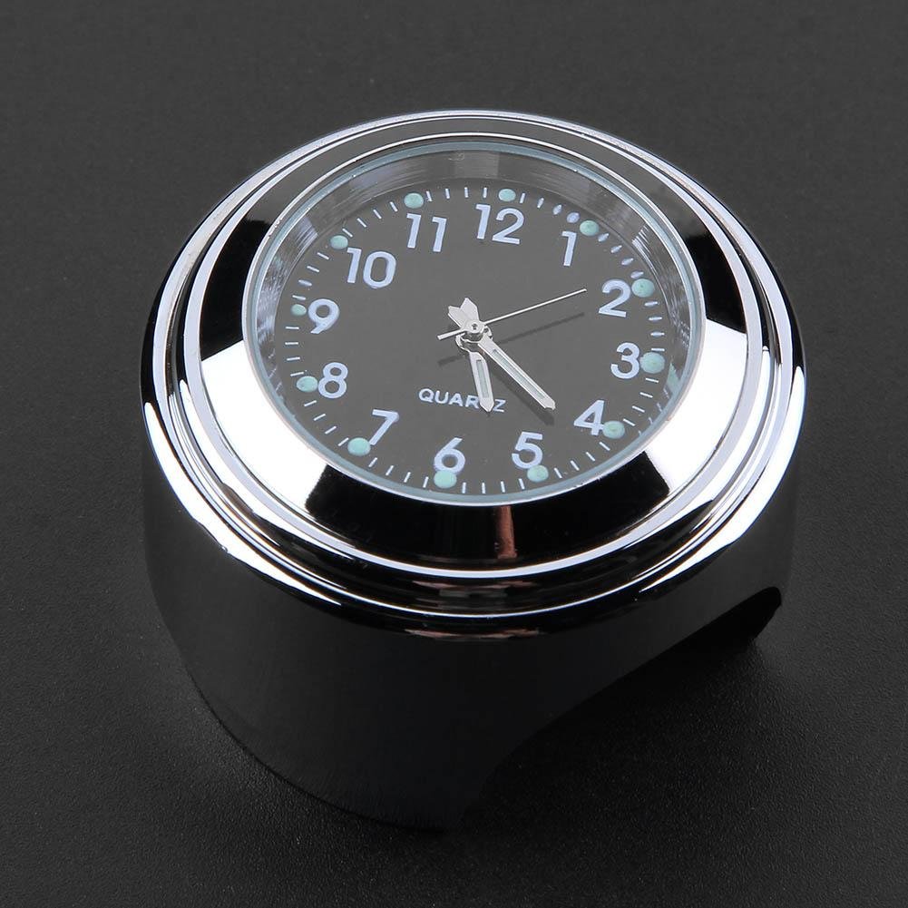 Horloge Pour Guidon Moto - Cadran Fluorescent Visible La Nuit - Adaptable 22mm à 25,4mm - Noir
