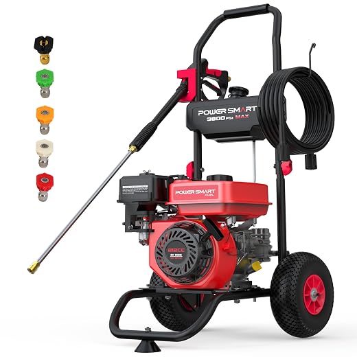 PowerSmart Gas Pressure Washer, 3800 PSI and 2.5 GPM for House Cleaning