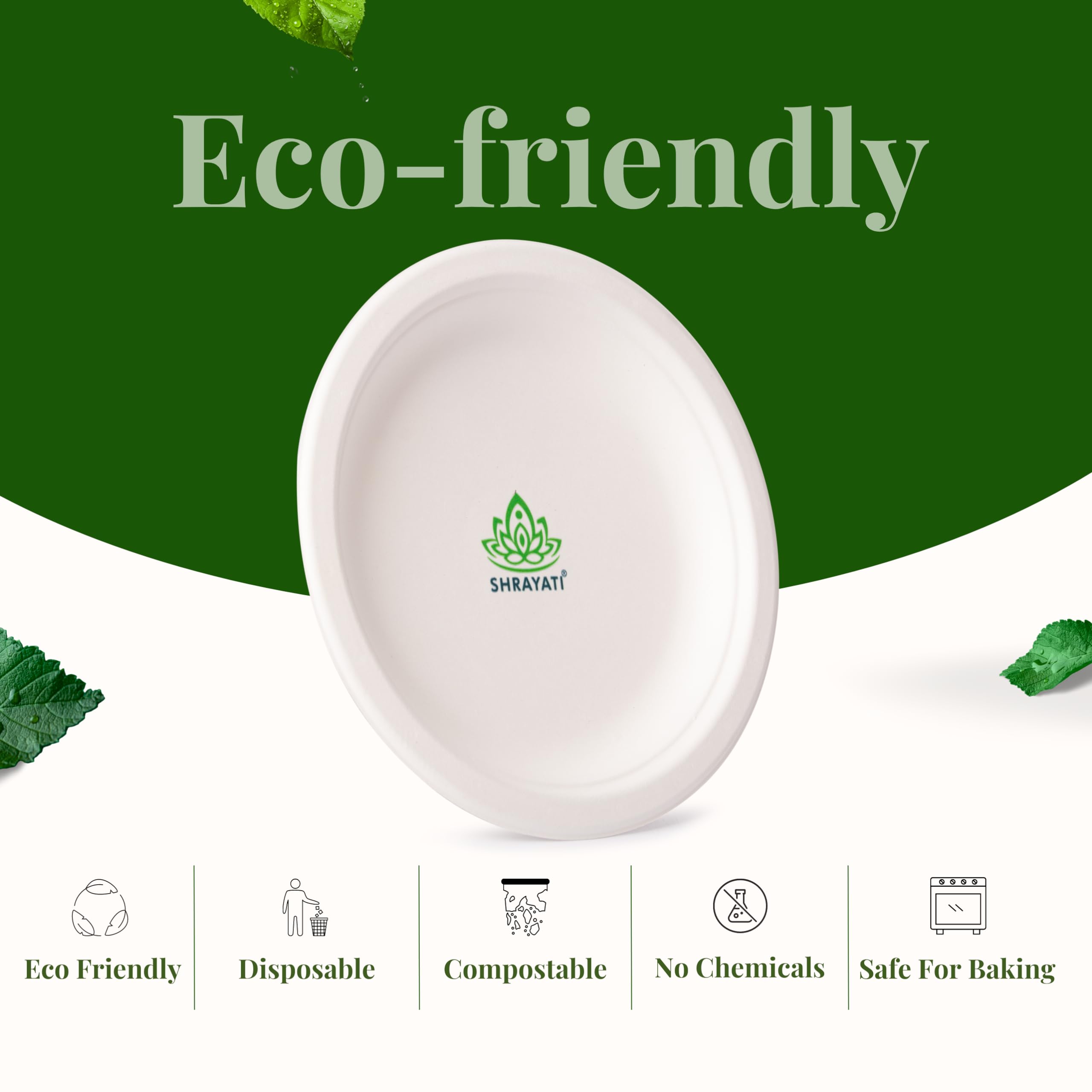 Eco-Friendly Sugarcane Plates - Pack of 25 -6 Eco-Friendly Sugarcane Plates - Pack of 25 -6