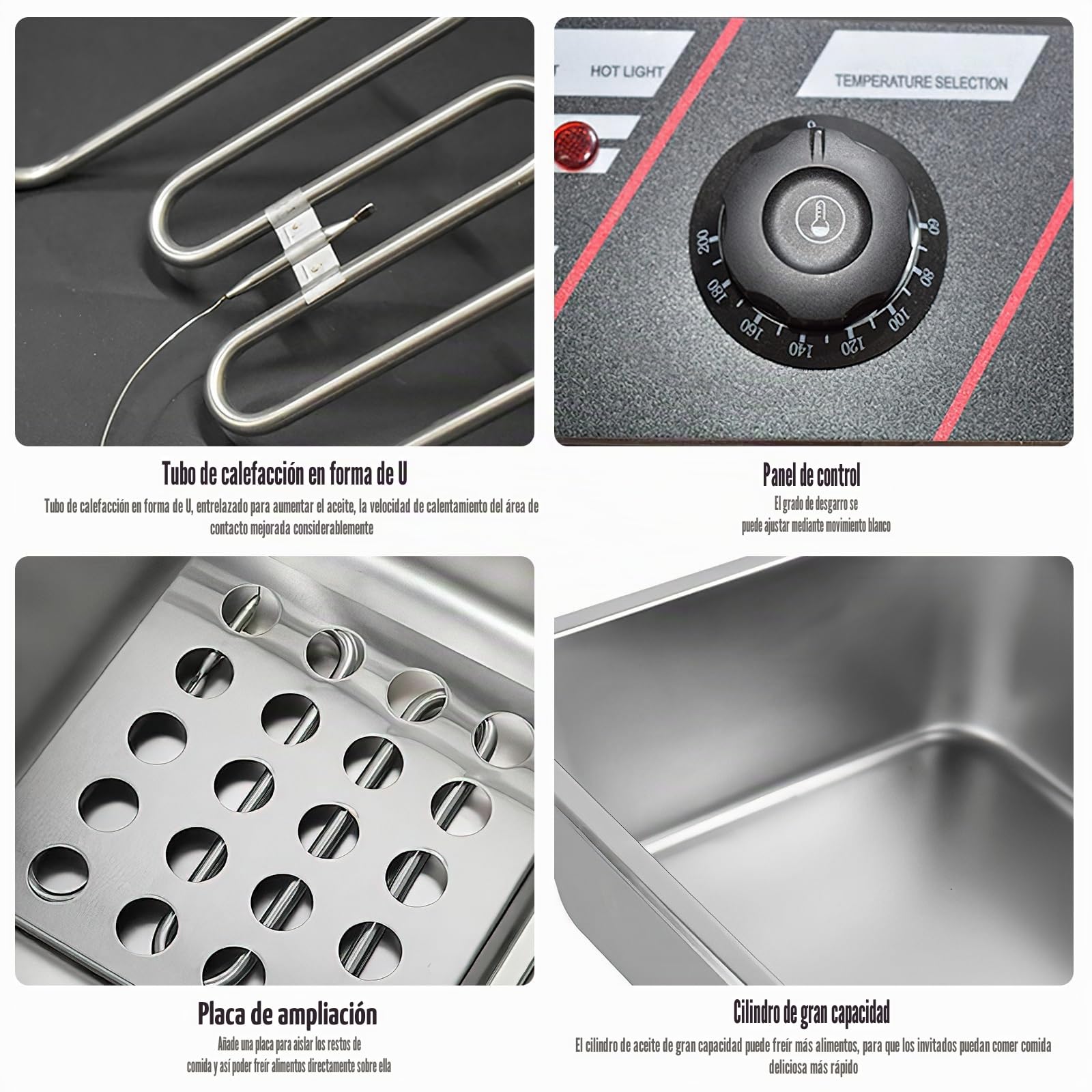Freidora de Aceite 6L,Freidora ElEctrica con Cesta Incluida,2200,Potencia de 2200W, Potencia 2200W, Temperatura Regulable 200°C, Cuerpo Inoxidable Resistente, uso Doméstico y Comercial (6L)