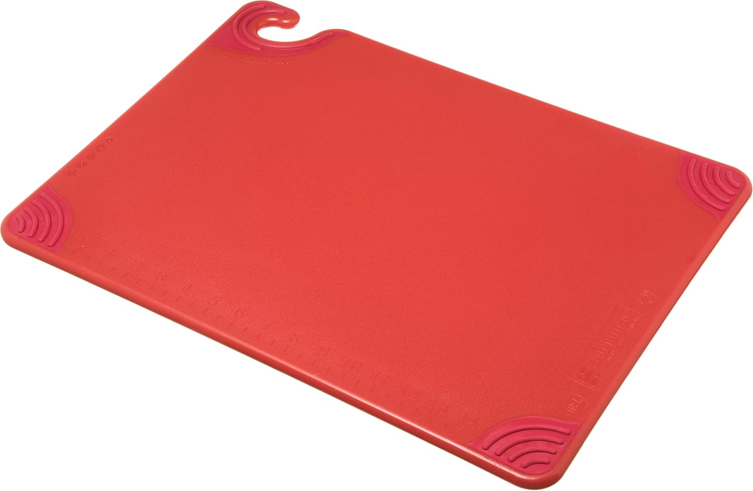 San Jamar Saf-T-Grip Plastic Cutting Board with Safety Hook, 15" x 20" x 0.5", Red