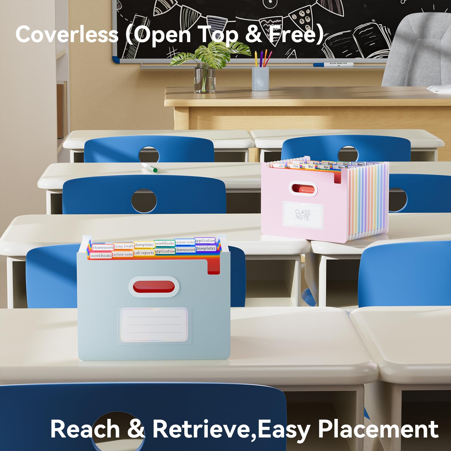 ThinkTex Organiseur de fichiers accordéon, 12 poches extensibles verticales et ouvertes sur le dessus, pour reçus papier, factures et taxes, format lettre/A4 pour l'école, le bureau, la maison avec