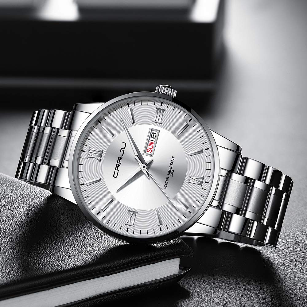 CRRJU Montres Homme étanche Quartz Montres Bracelet en Acier Inoxydable élégant Classique Montre de Sport