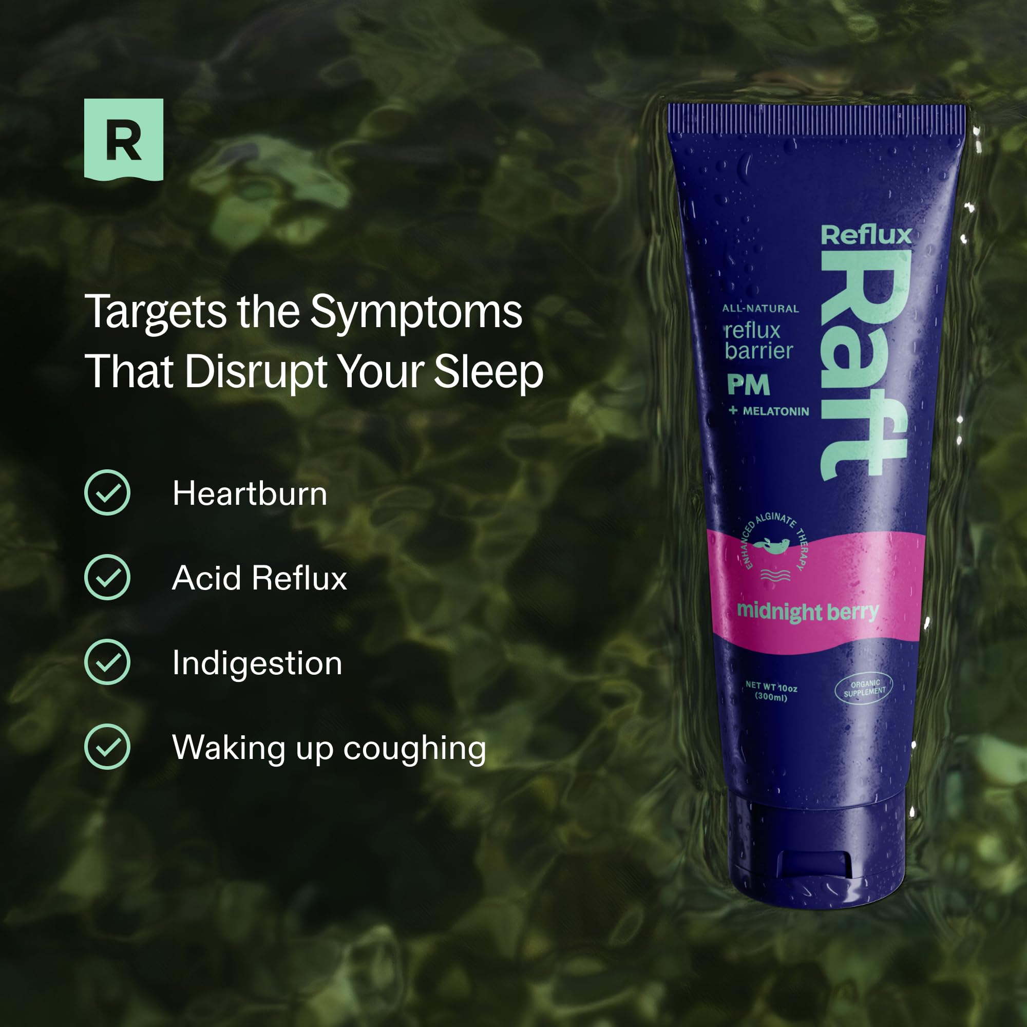 RefluxRaft Acid Reflux Alginate Therapy, Midnight Berry PM, 10 oz Tube, 2pk — Amazon image 3