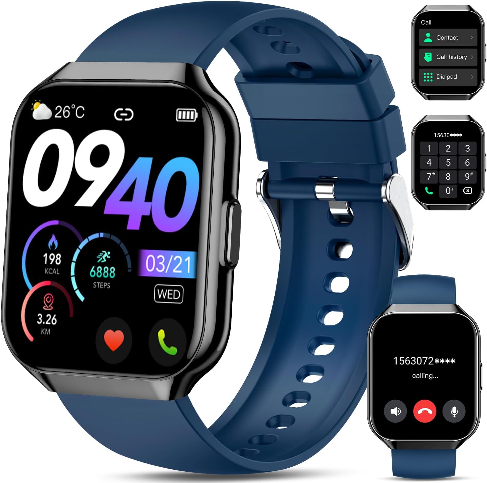 Smart Watch for Men Women Answer/Make Calls, 1.96" HD Fitness Watch with Heart Rate Monitor, Step Counter Fitness Tracker, 110+ Sports Activity Trackers, IP68 Waterproof Smartwatches for Android IOS