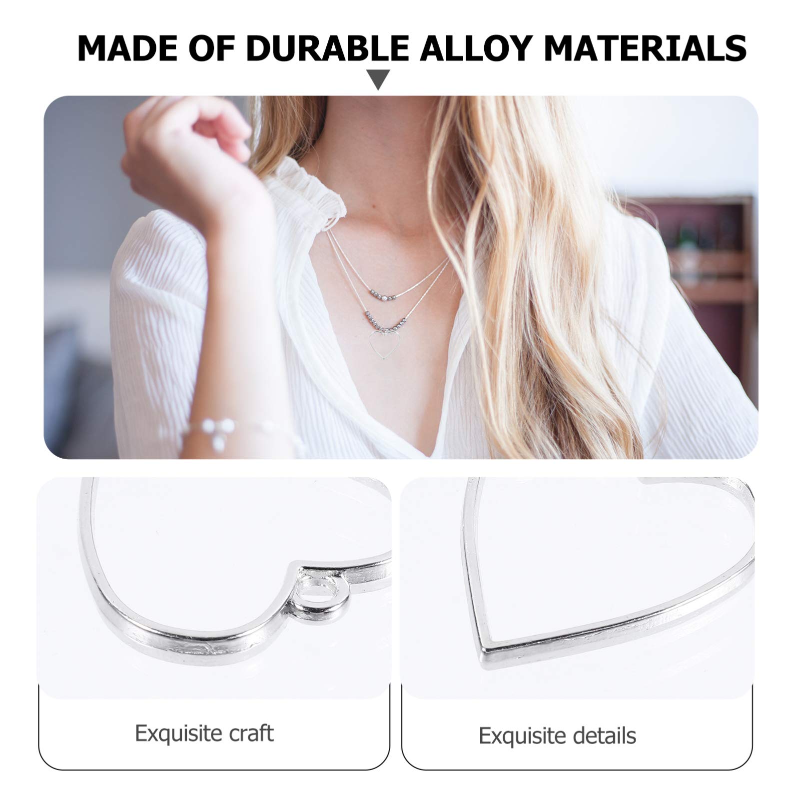 Itkcozcg Gioielli alla moda, 10/20 x eleganti ciondoli a forma di cuore per collana girocollo che fanno orecchini perline per collana gioielli ciondolo con foro, 10#, Taglia unica