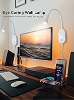 Vista 2 de deeloop Luz de lectura LED de montaje en pared para cama, lámpara de lectura con salida USB, 5 niveles de brillo, luces de libro de control táctil