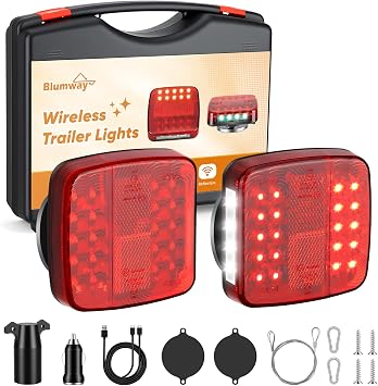 Magnetic Wireless Trailer Lights, Rechargeable Tow Light Kit | IP65 Waterproof, 5 Lighting Modes Brake/Turn Signal/Reverse, 2000mAh, 100ft Wireless Signal, for Truck, Boat, RV, Caravan