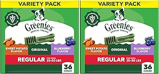 Veterinarian-Recommended Natural Dental Dog Treats, Dental Chews for Dogs, Regular Size, Variety, 12 oz, 36 Count (Pack of 2)