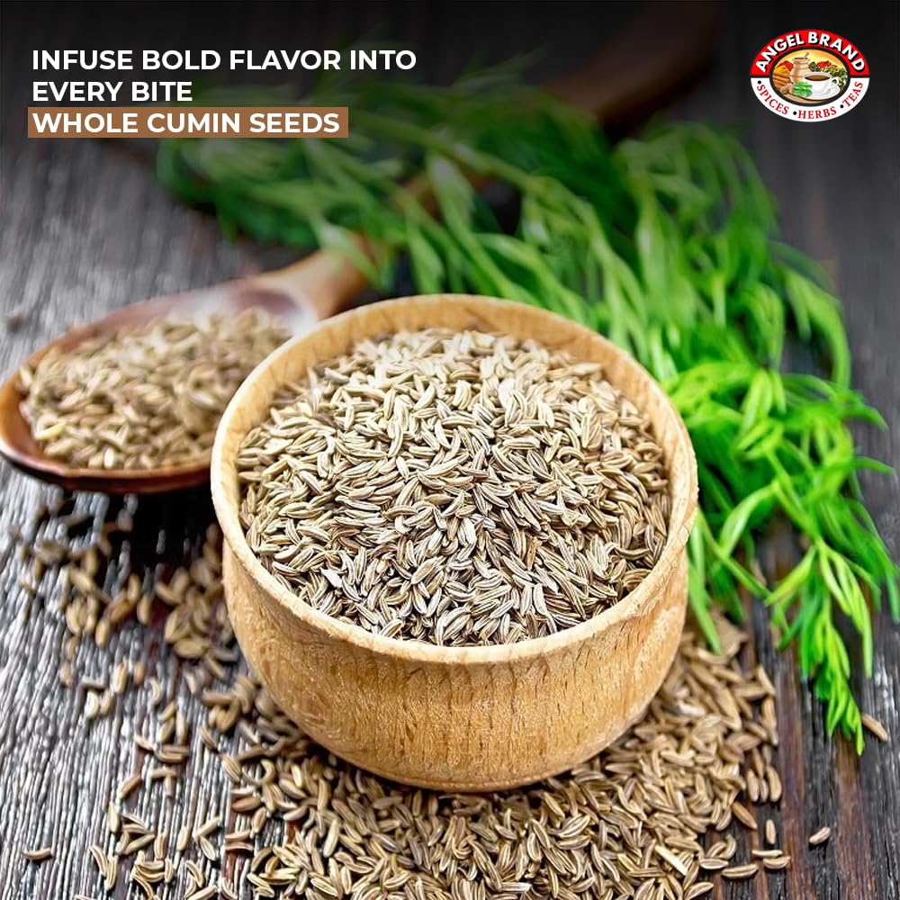 Angel Brand Cumin Seeds Whole 13oz Bottle – Premium Whole Cumin Seeds for Cooking, Spices, and Seasoning – Ideal for Indian, Middle Eastern & Mexican Recipes