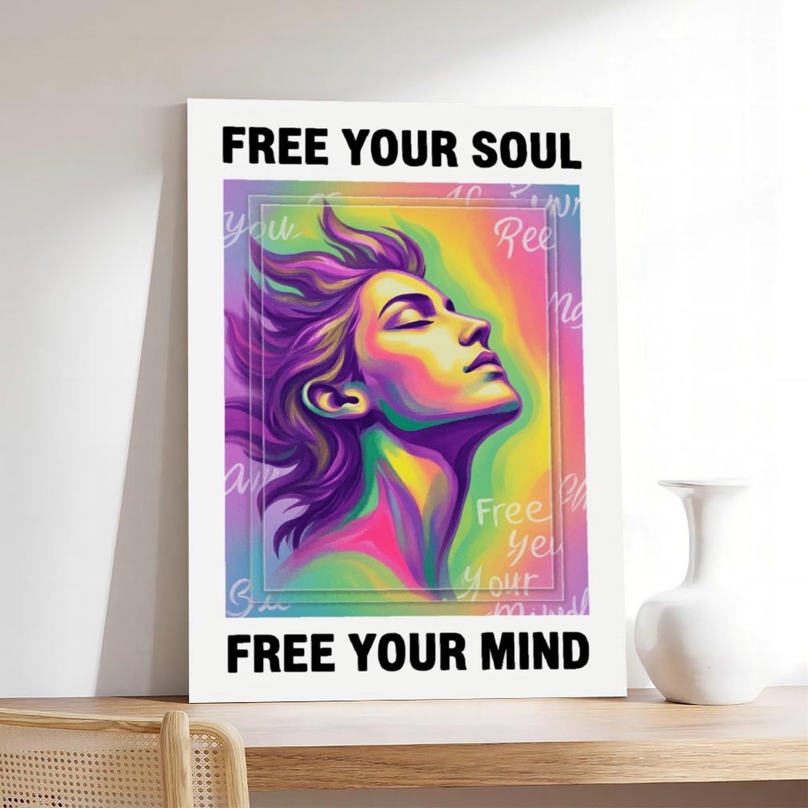 AYINUER Buntes abstraktes Portrait-Leinwand-Poster, Wandkunst, Dekordruck, Gemälde für Wohnzimmer, Schlafzimmer, Dekoration, ungerahmt, Druck-Stil, 61 x 91,4 cm (L x B)